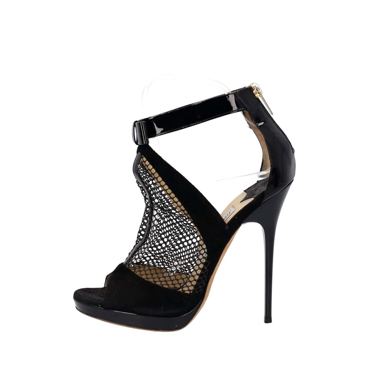 JIMMY CHOO Suede/Mesh Callie Sandals Black | Luxity