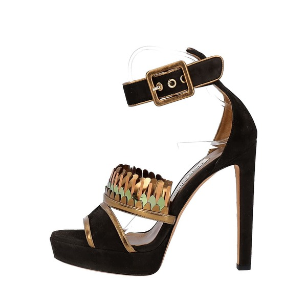 Suede Kathleen Platform Sandals Black/Gold