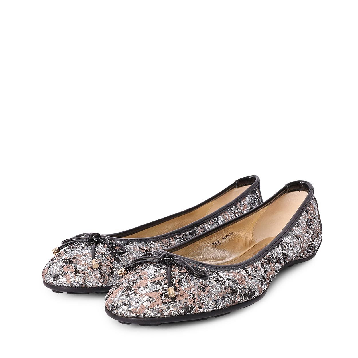 JIMMY CHOO Glitter Walsh Ballet Flats Black | Luxity