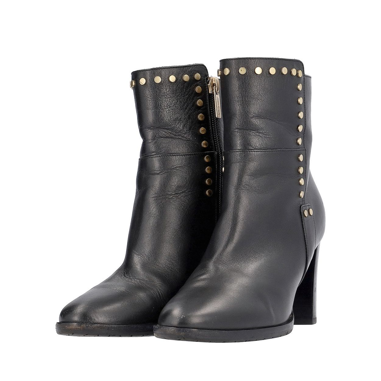JIMMY CHOO Leather Studded Ankle Boots Black | Luxity