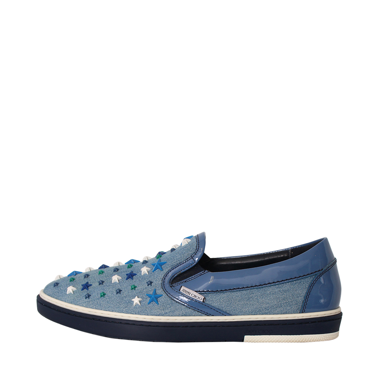 JIMMY CHOO Denim/Patent Grove Star Slip On Sneakers Blue | Luxity