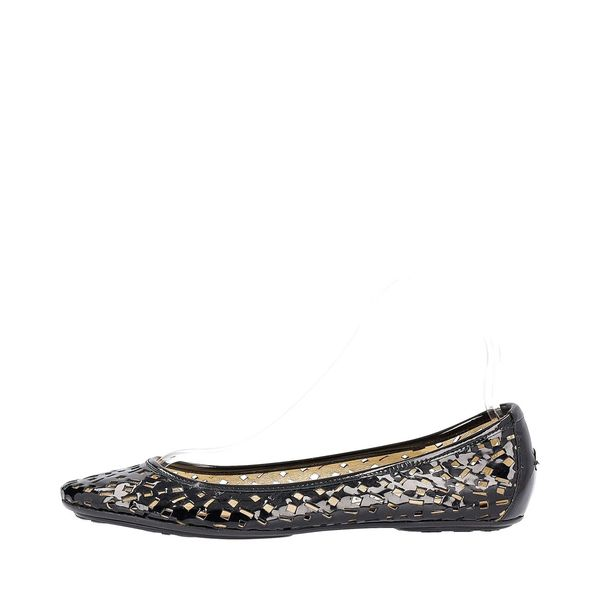 Mixed Material Ballerina Flats Black