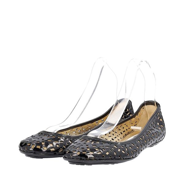 Mixed Material Ballerina Flats Black