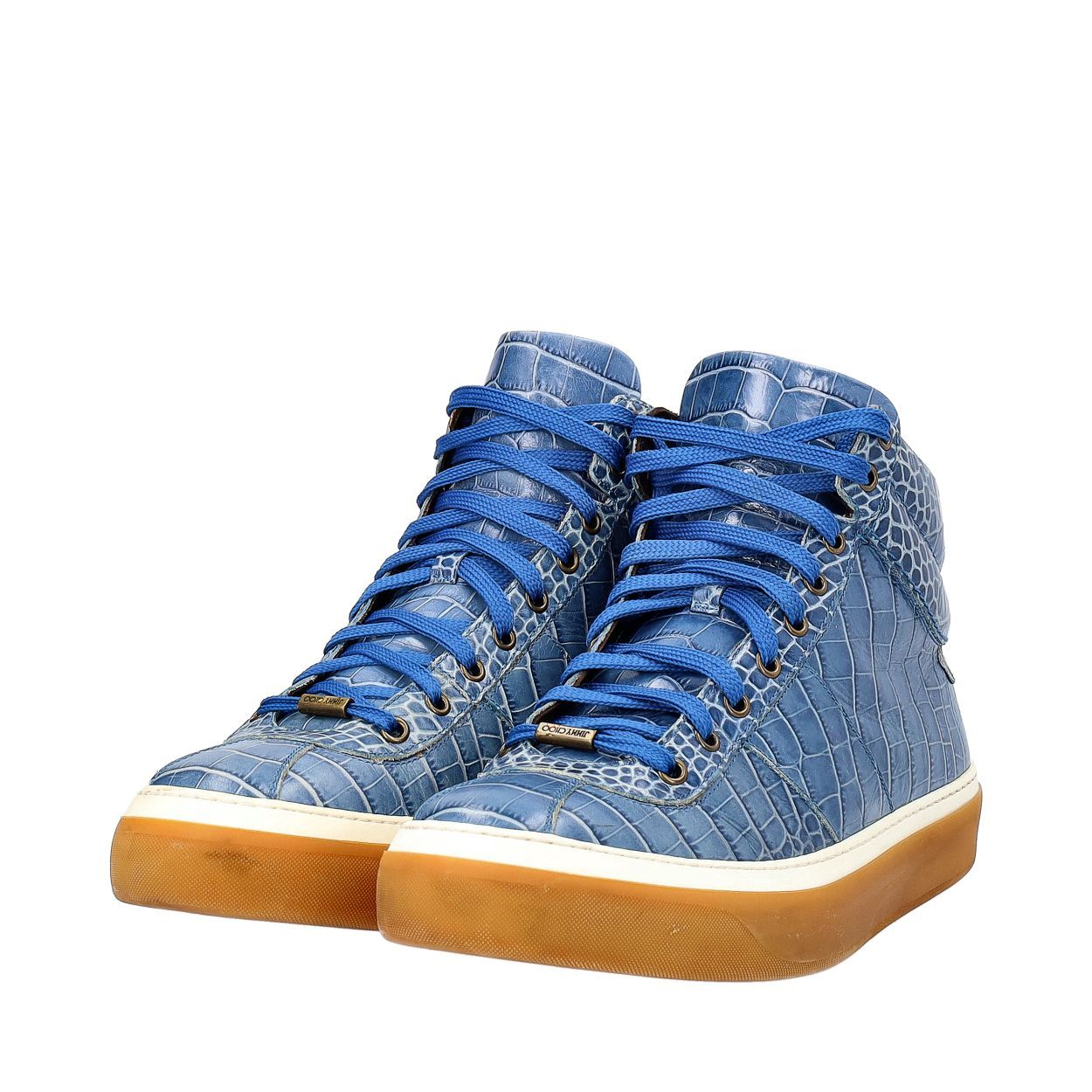 JIMMY CHOO Croc Embossed Belgravia Sneakers Blue | Luxity