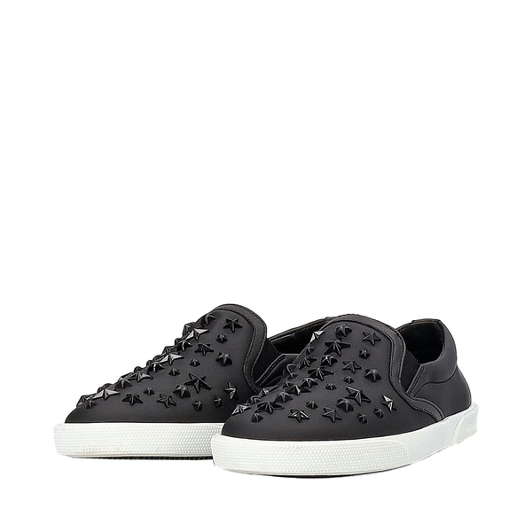 Rubberized Leather Stars Slip-On Sneakers Black