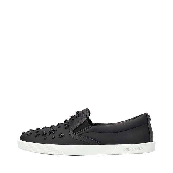 Rubberized Leather Stars Slip-On Sneakers Black