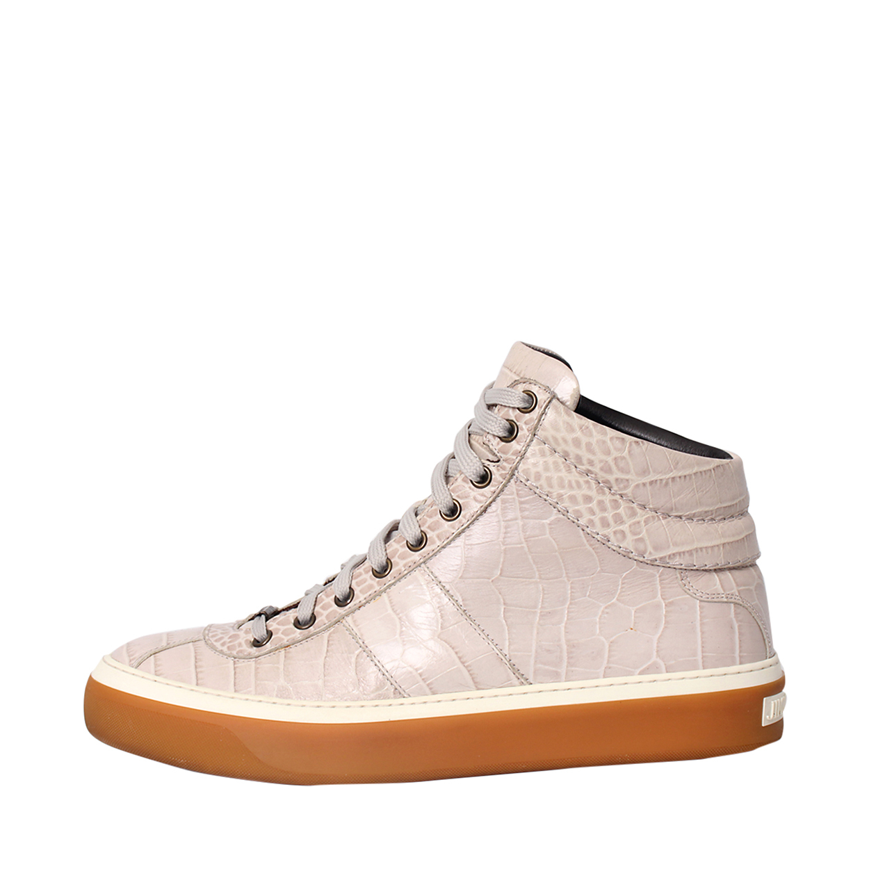 JIMMY CHOO Croc Embossed Belgravia High Top Sneakers Grey | Luxity