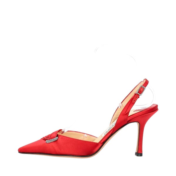 Satin Slingback Pumps Red