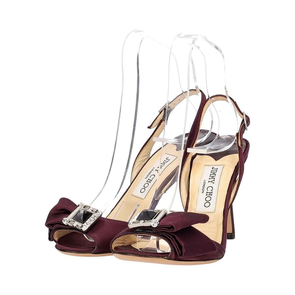 Satin Buckle Bow Sandals Purple