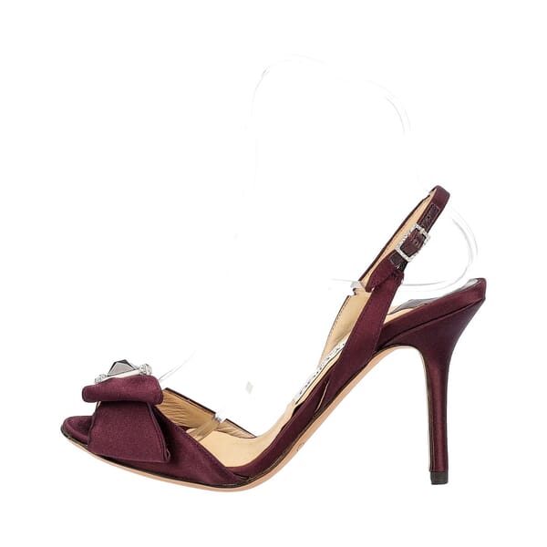 Satin Buckle Bow Sandals Purple