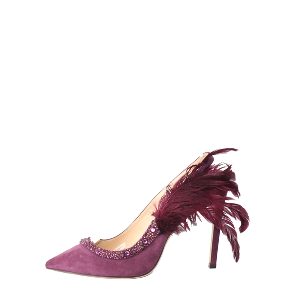 Suede/Feather Tacey Slingback Pumps Purple