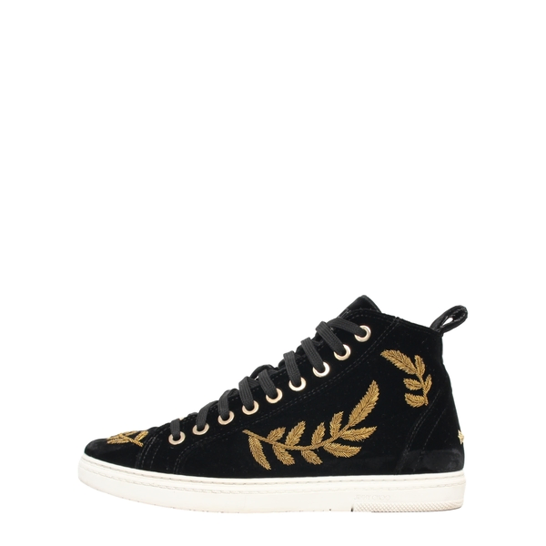 Velvet Embroidered Colt High Top Sneaker Black/Gold