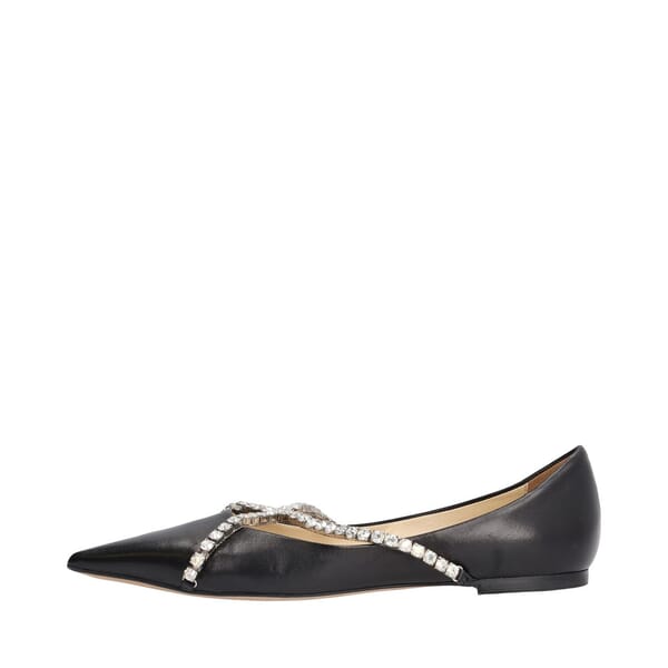 Leather Genevi Embellished Flats Black