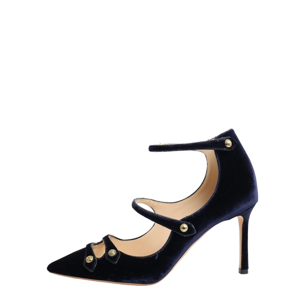 Velvet Mary Jane Pumps Navy