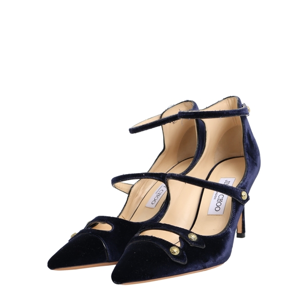 Velvet Mary Jane Pumps Navy