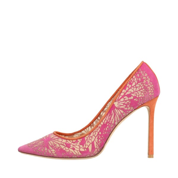 Suede/Mesh Butterfly Rommy Pumps Pink