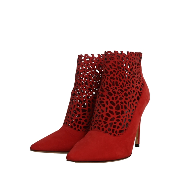 Suede Laser Maurice Booties Red