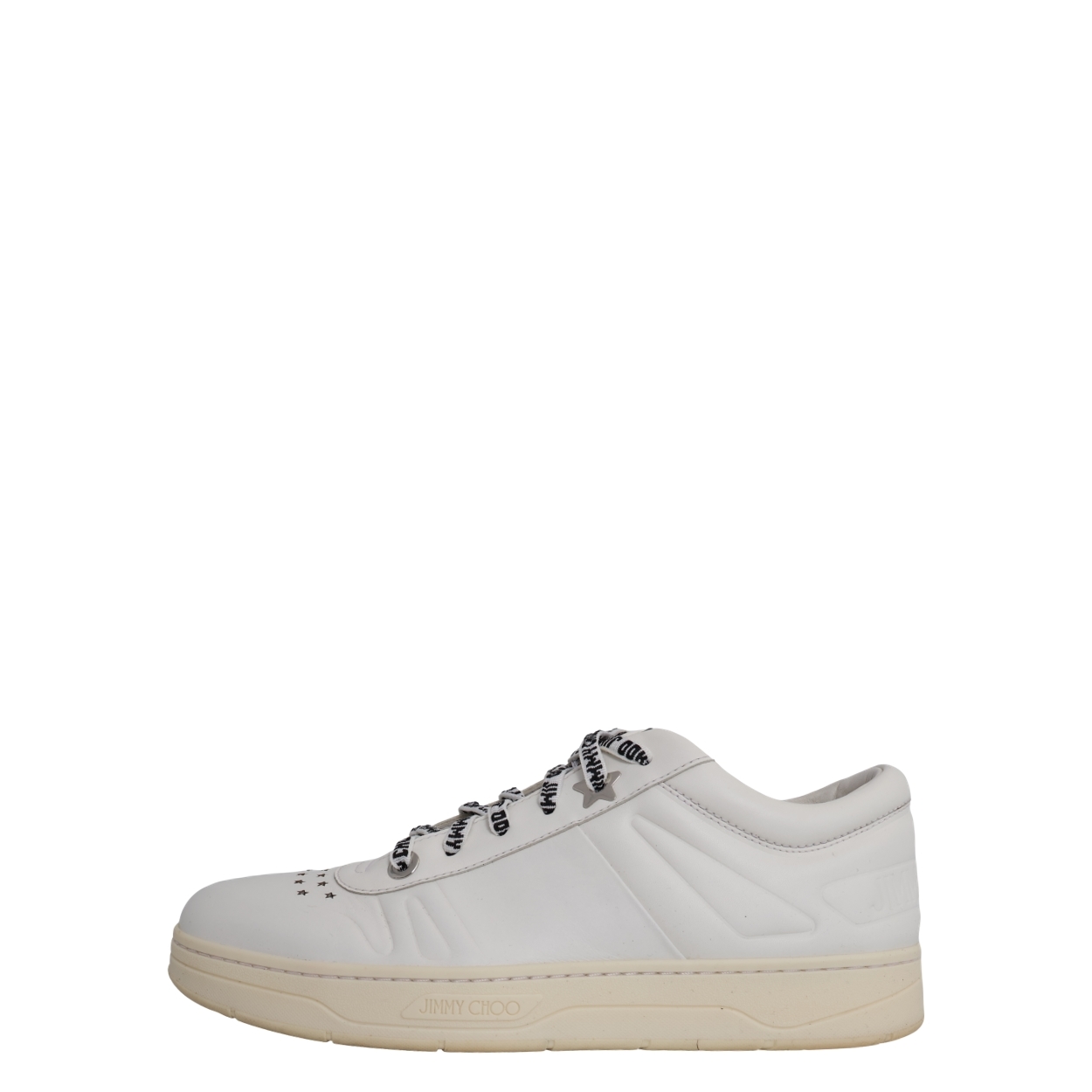 0918-18 jiehu  JIMMY CHOO Leather Hawaii Sneakers White | Luxity