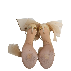Metallic Leather Aveline Sandals Gold/Nude, view 5