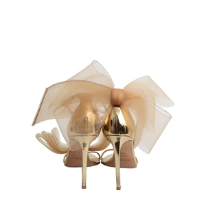 Metallic Leather Aveline Sandals Gold/Nude, view 3