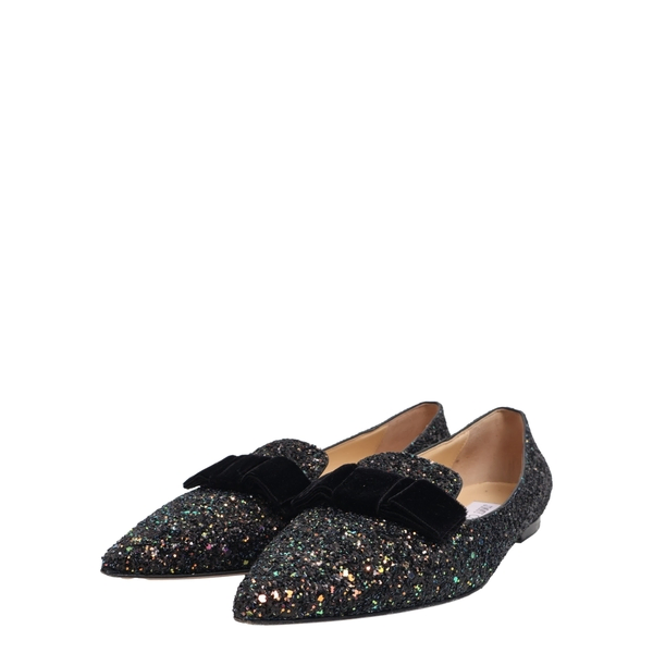 Coarse Glitter Fabric Gala Pumps Rainbow Black