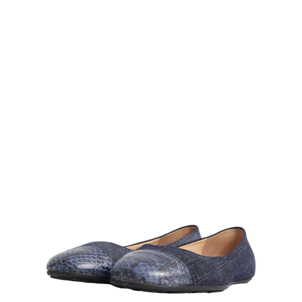 Denim/Leather Gaze Ballet Flats Indigo