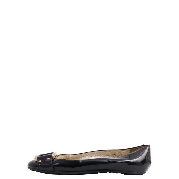 Patent Ballerina Flats Black/Gold Tone