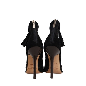 Suede/Leather Cut Out Ankle Boots Black, view 5