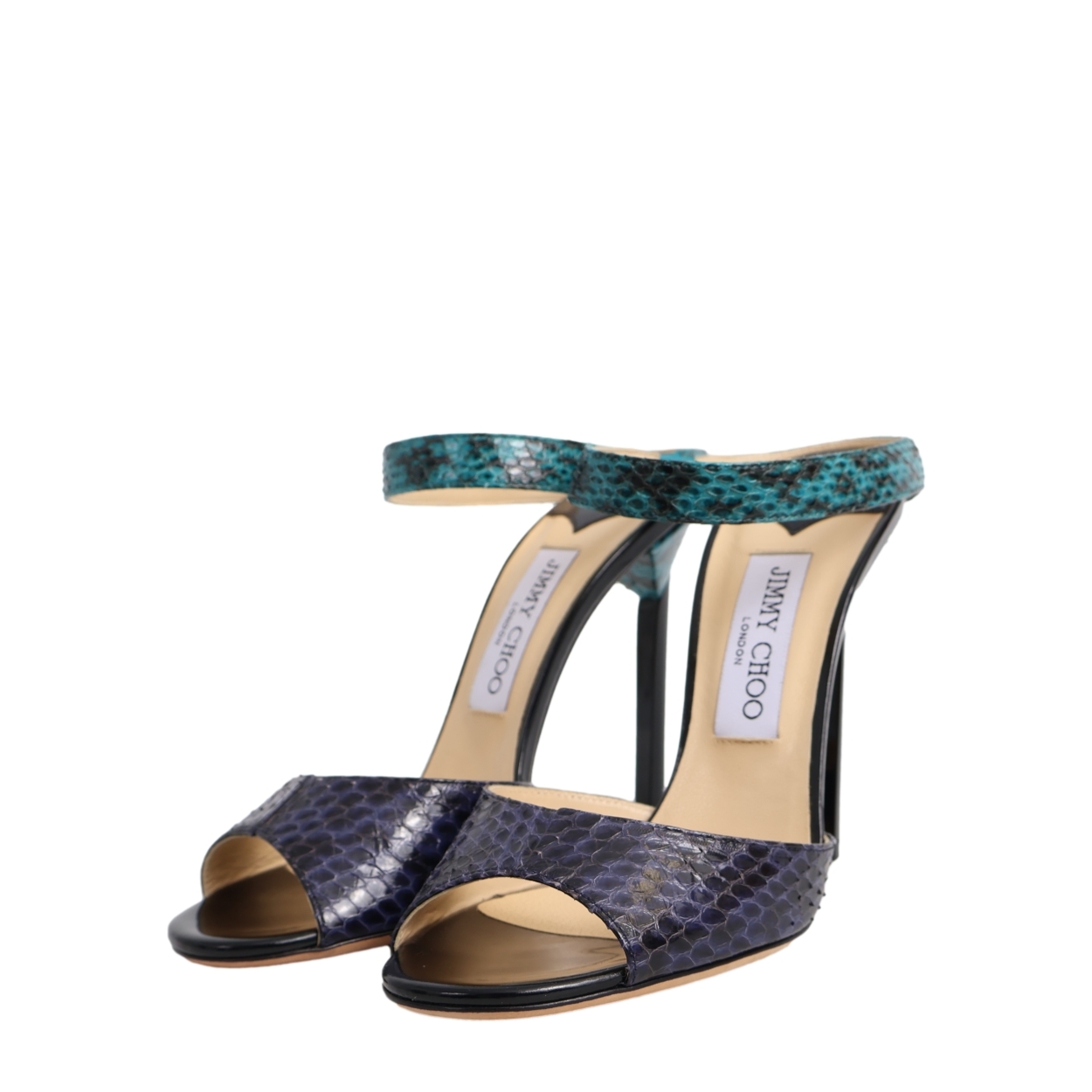 Embossed Leather Sandals Blue/Purple