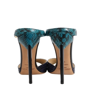 Embossed Leather Sandals Blue/Purple, view 4