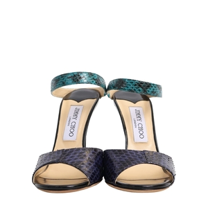 Embossed Leather Sandals Blue/Purple, view 3