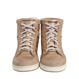 Glitter/Suede High Top Sneakers Beige, view 4
