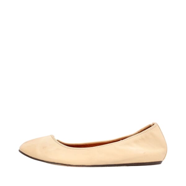 Leather Ballerina Flats Nude
