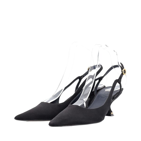 Satin Slingback Pumps Black