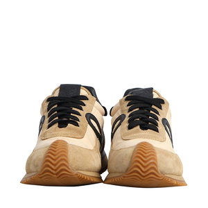 Suede/Nylon Flow Runner 2.0 Sneakers Beige, view 3