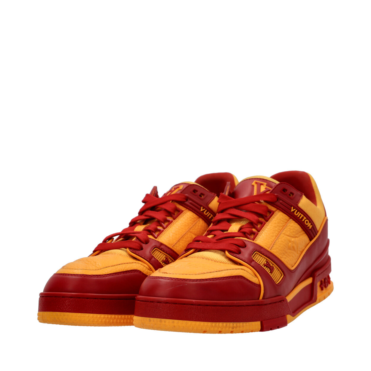 LOUIS VUITTON Leather LV Trainer Sneakers Yellow/Red | Luxity