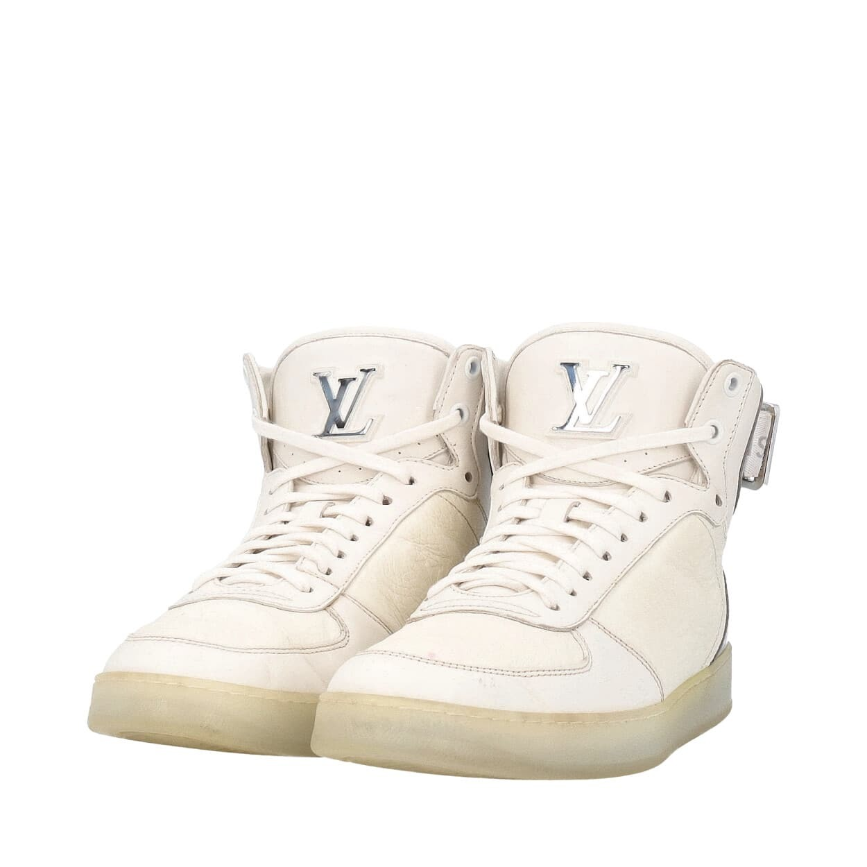LOUIS VUITTON Leather Rivoli Sneaker Boots White | Luxity