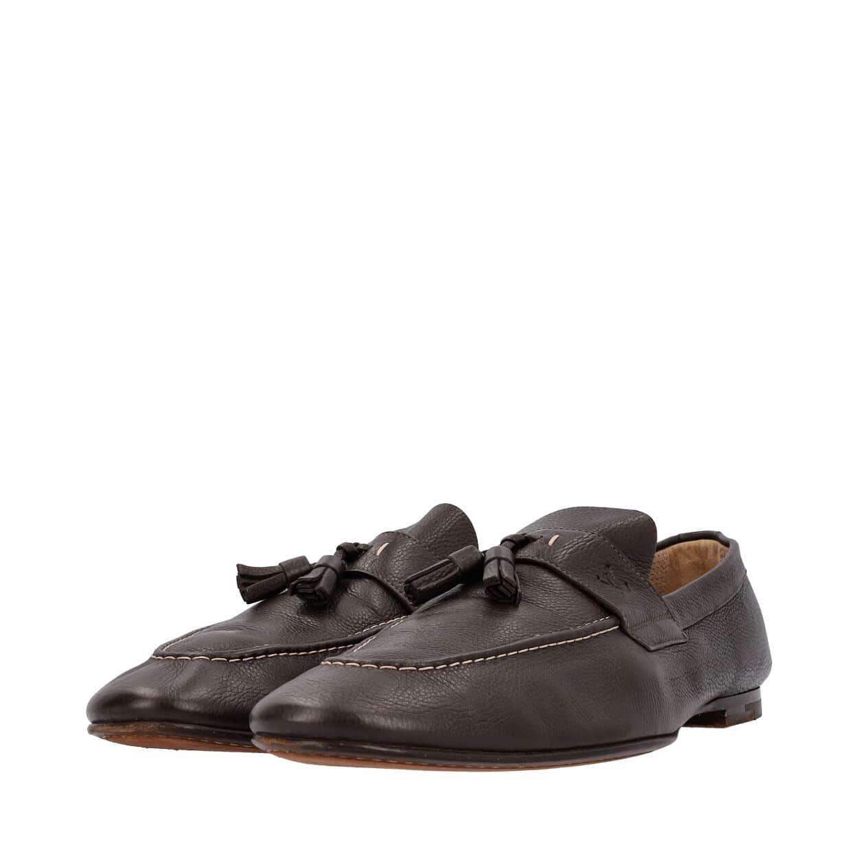 LOUIS VUITTON Leather Tassel Loafers Brown | Luxity