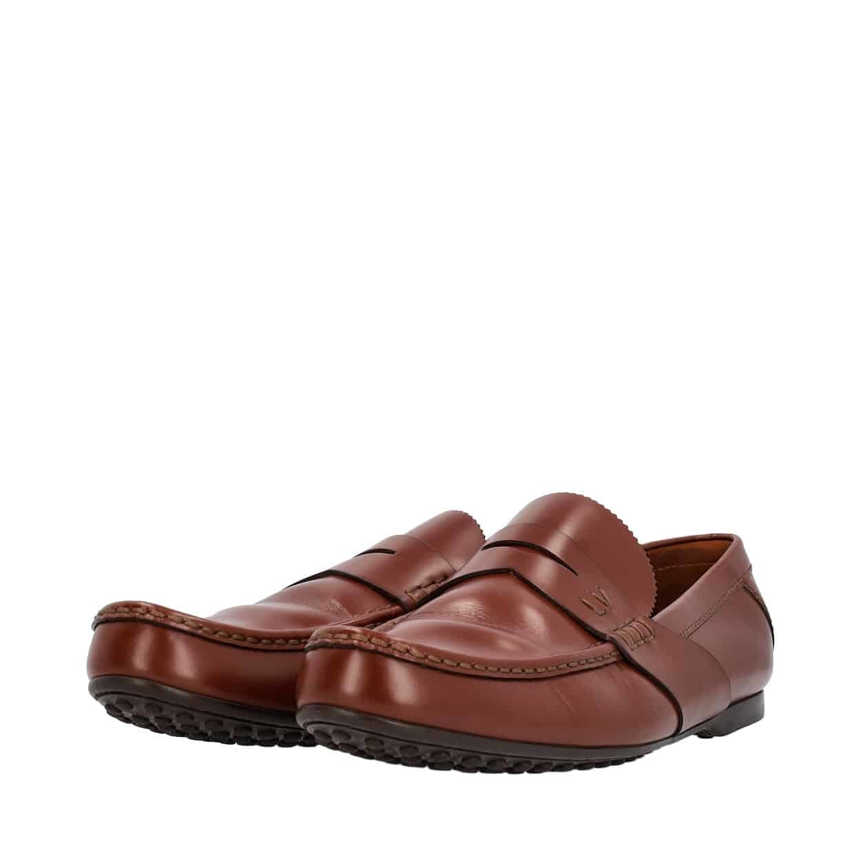LOUIS VUITTON Leather Penny Loafers Brown | Luxity