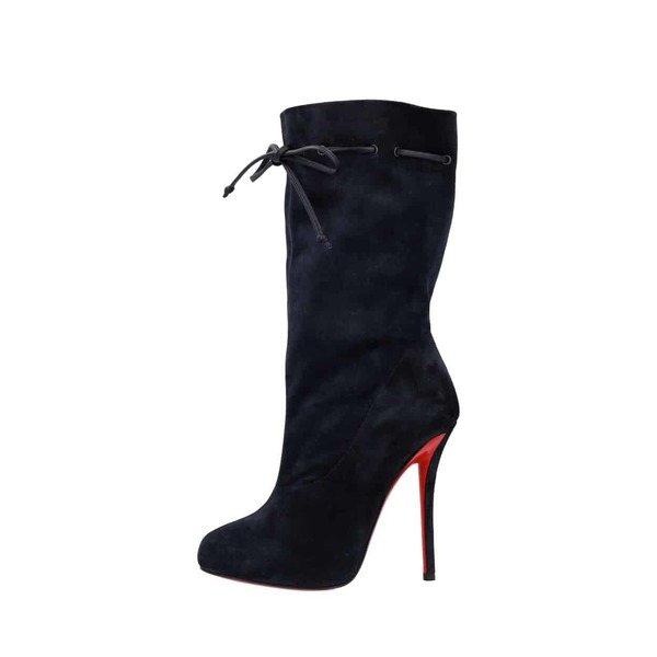 Suede Drawstring Boots Navy