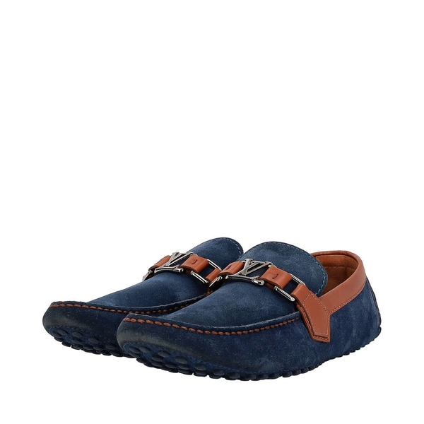 LOUIS VUITTON Suede Hockenheim Loafers Blue/Brown | Luxity LOUIS VUITTON Suede Hockenheim Loafers Blue/Brown | Luxity