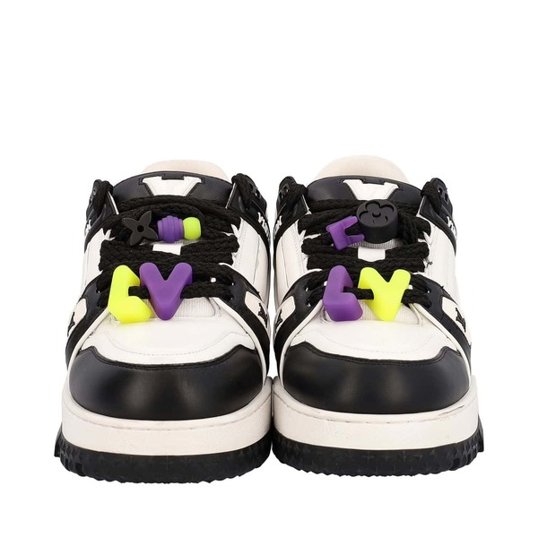 Leather LV Trainer Maxi Sneakers Black/White