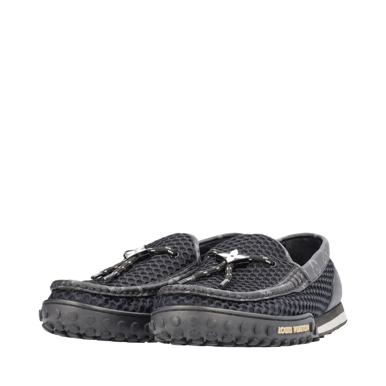 LOUIS VUITTON Jacquard Racer Moccasins Black | Luxity