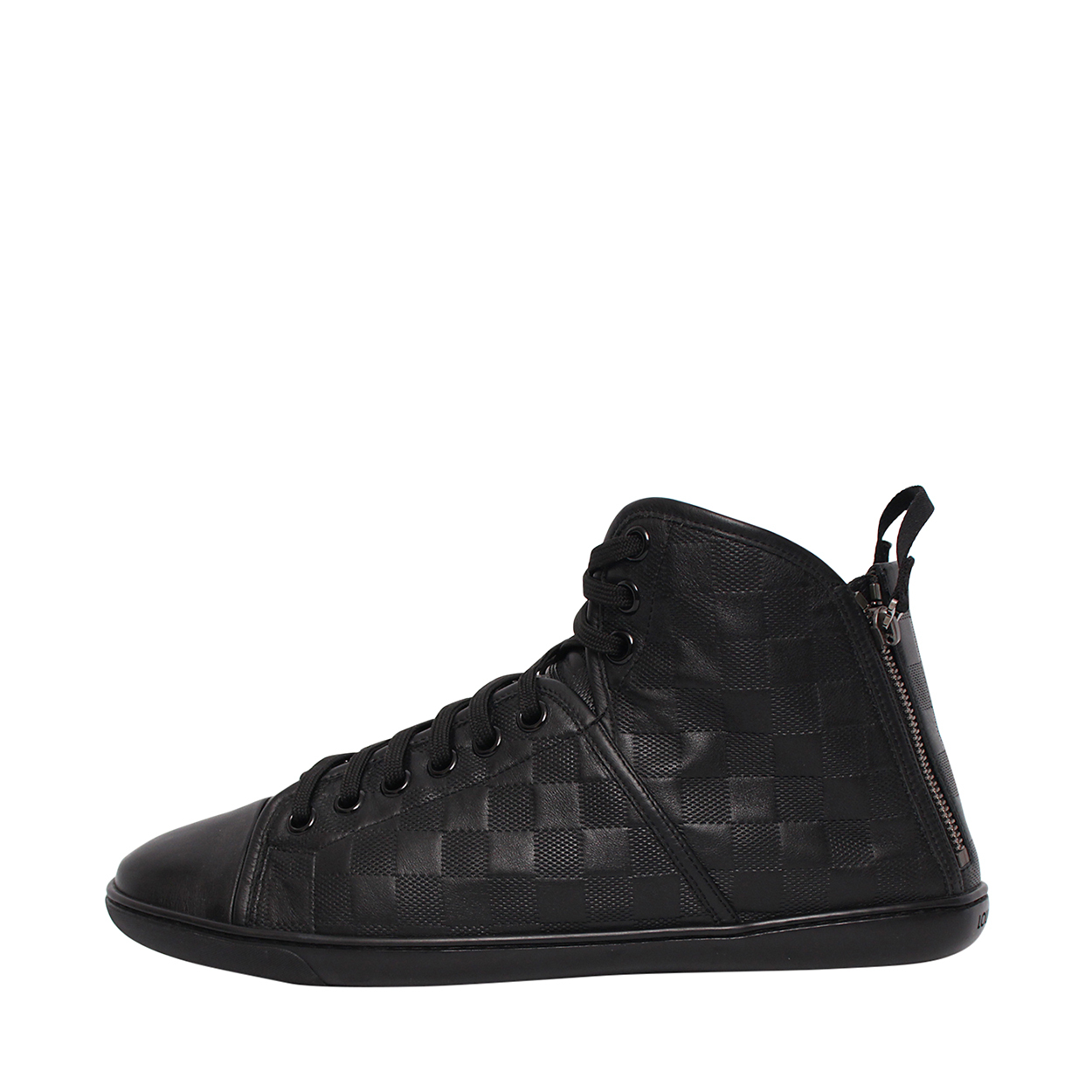 LOUIS VUITTON LV Damier High Top Sneakers Double Zip Black 9.5 Lace Up Louis Vuitton Damier High-top On Sale - Up To 90% Off | The  main image 3