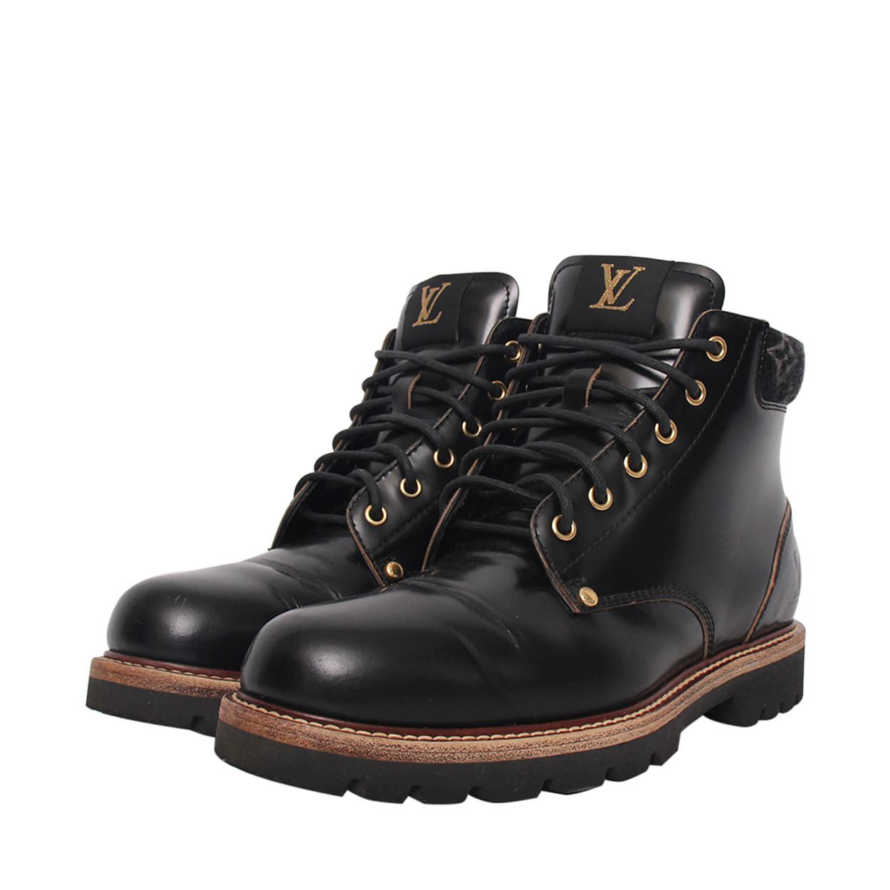 LOUIS VUITTON Leather Oberkampf Ankle Boots Black | Luxity