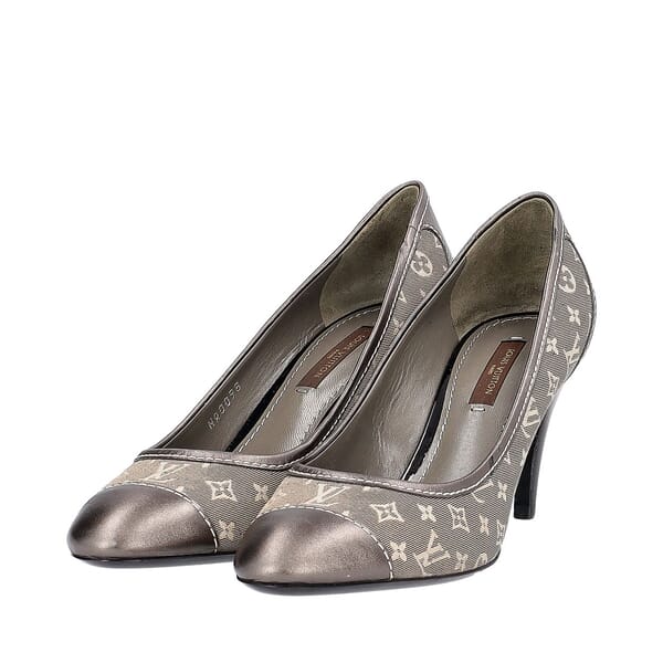 Denim Monogram Pumps Silver