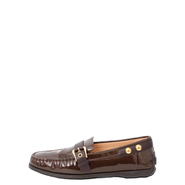 Patent Buckle Loafers Chocolate