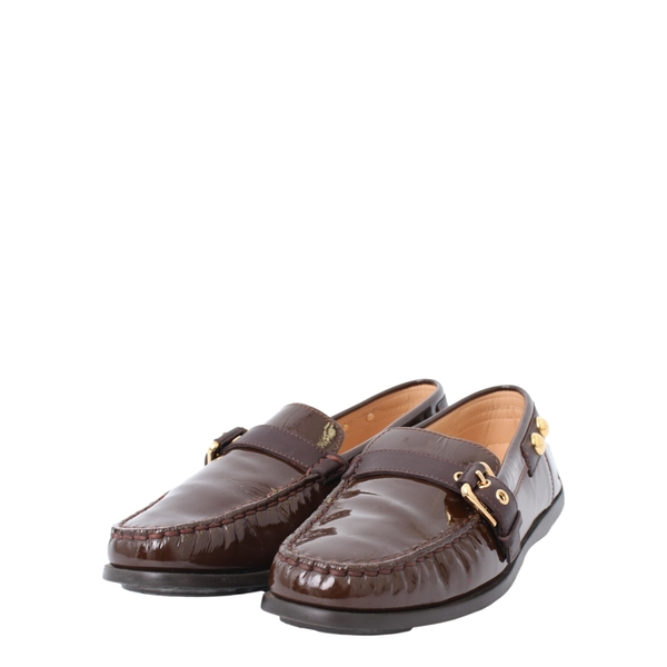 Patent Buckle Loafers Chocolate