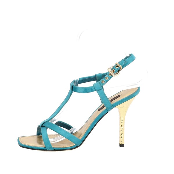 Satin Strappy Sandals Cyan