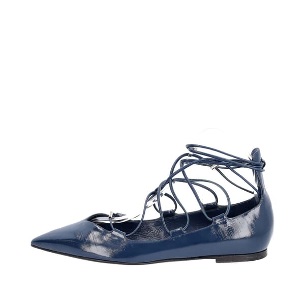 Glazed Leather Covergirl Ballerina Flats Navy